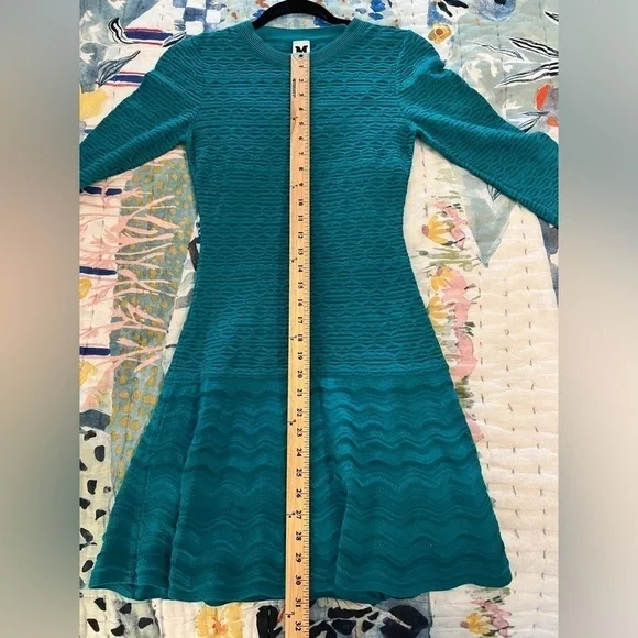 MISSONI XS Blue Sweater Dress Wool-Blend A-Line